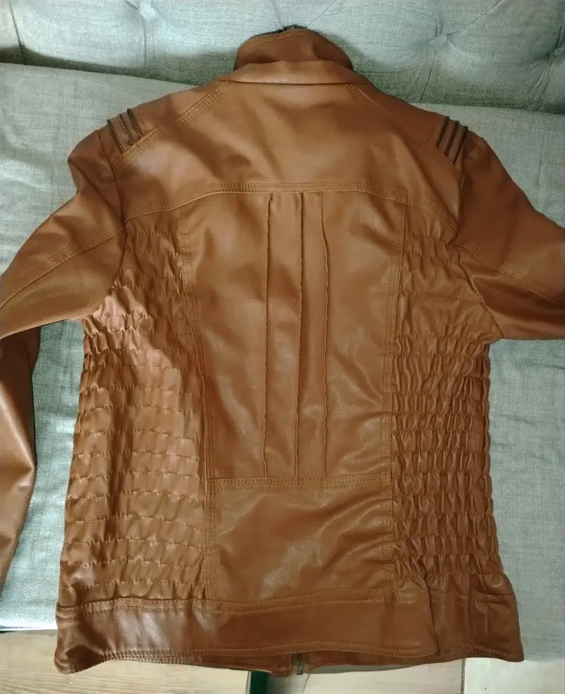 Chaqueta de cuero sintético marrón - 3