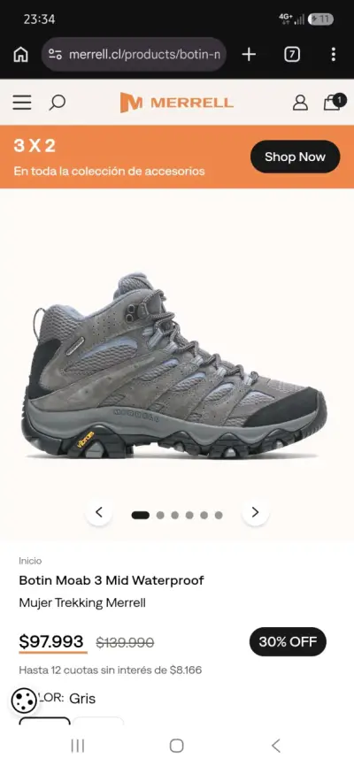 Botines de trekking impermeables Merrell Moab 3 Mid Mujer - miniatura 1