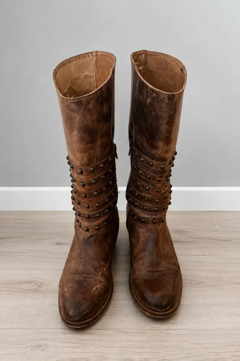 Botas de cuero marrón con tachuelas Giani Dafirenze - 1