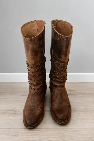 Botas de cuero marrón con tachuelas Giani Dafirenze - miniatura 1