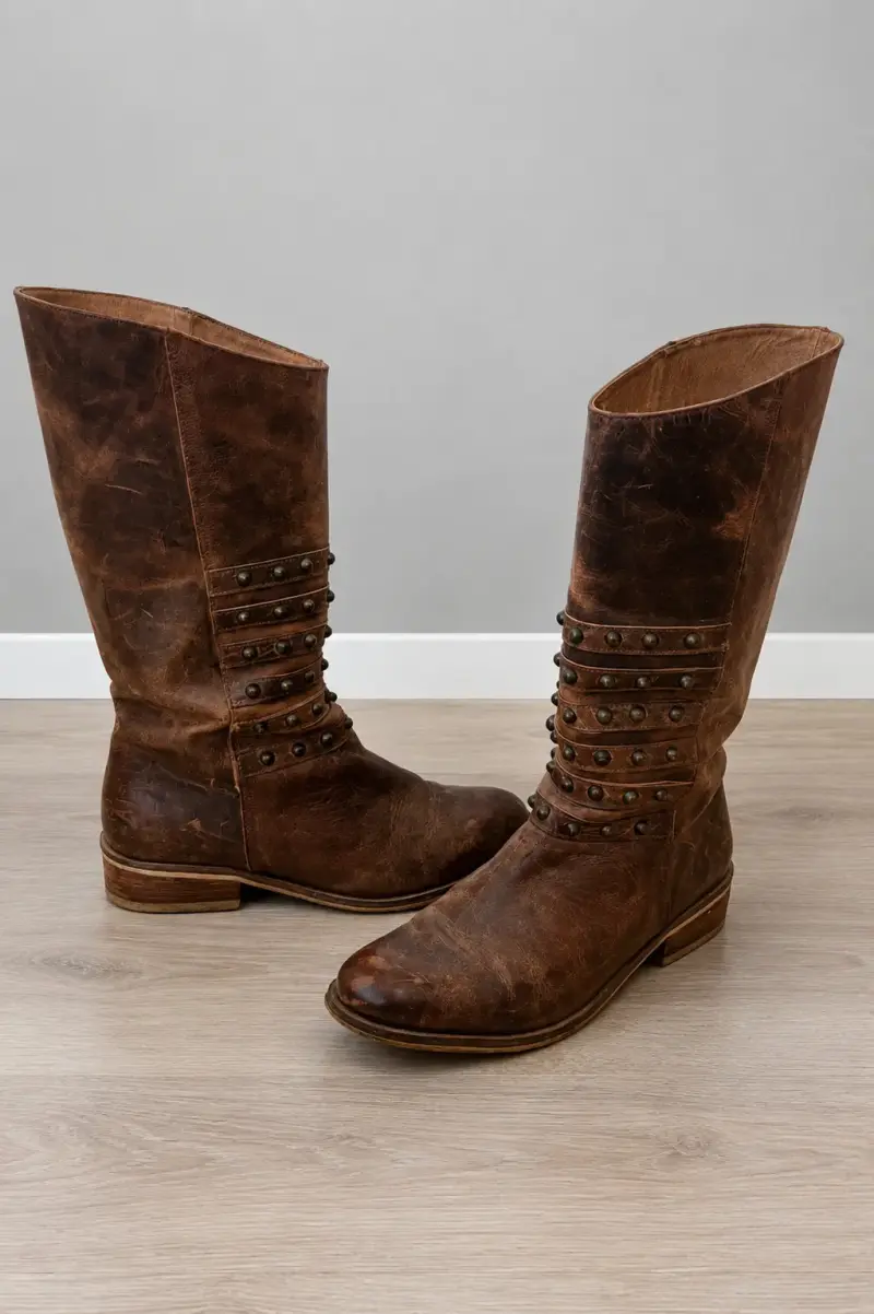 Botas de cuero marrón con tachuelas Giani Dafirenze - 2