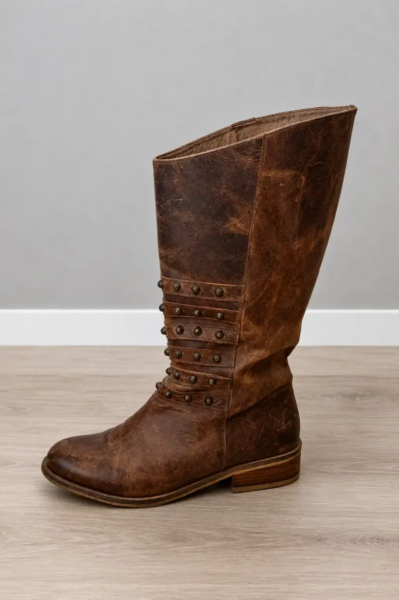 Botas de cuero marrón con tachuelas Giani Dafirenze - 4