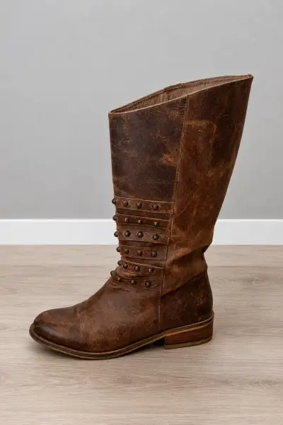 Botas de cuero marrón con tachuelas Giani Dafirenze - miniatura 4