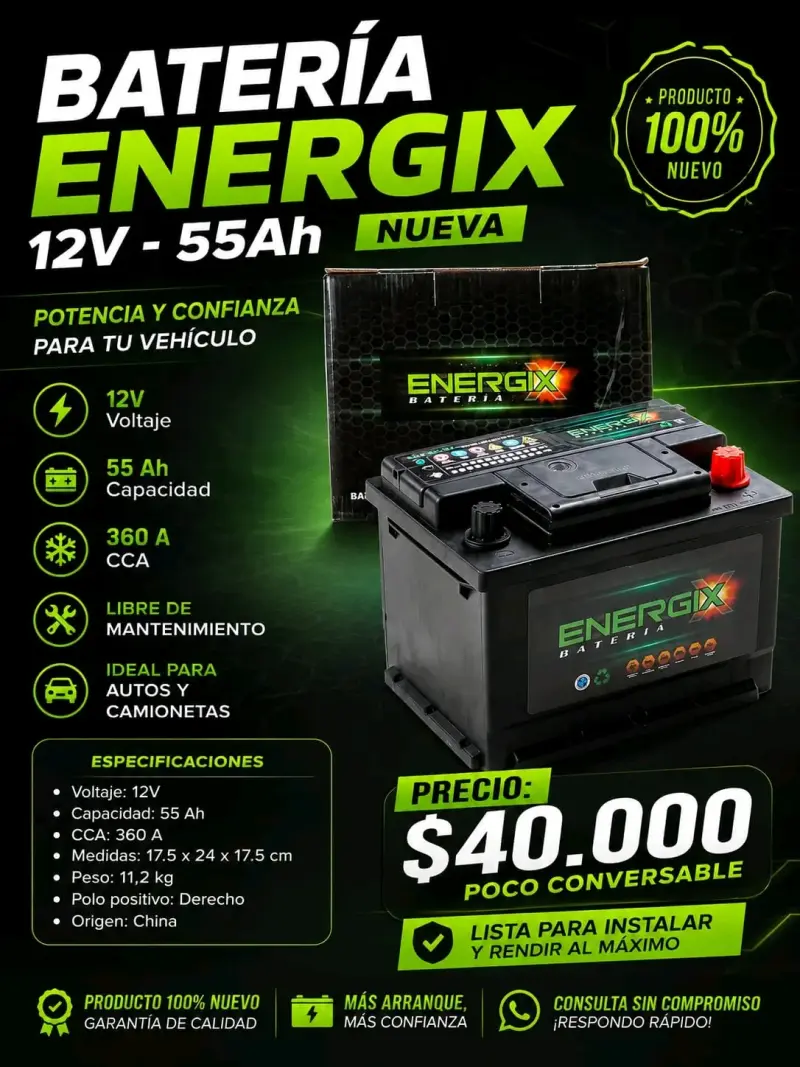 Batería Energix 12V 55Ah para Autos