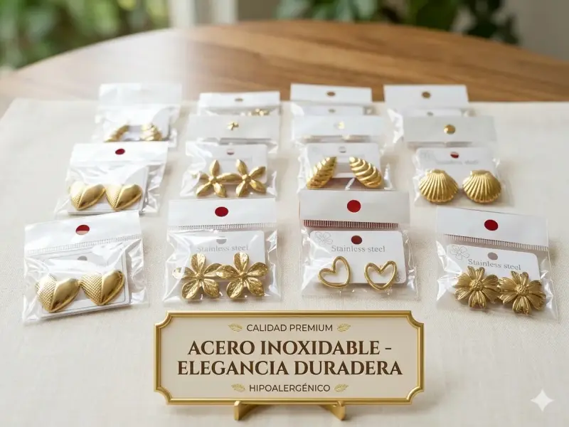 Set de Aros de Acero Inoxidable Dorado - 1