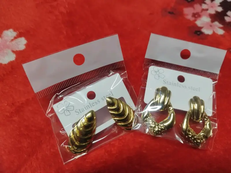 Set de Aros de Acero Inoxidable Dorado - 2