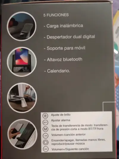 Cargador Inalámbrico con Altavoz y Reloj Despertador - miniatura 2