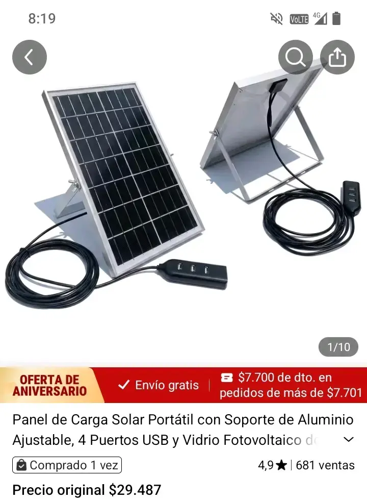 Panel Solar Portátil con 4 Puertos USB - 4