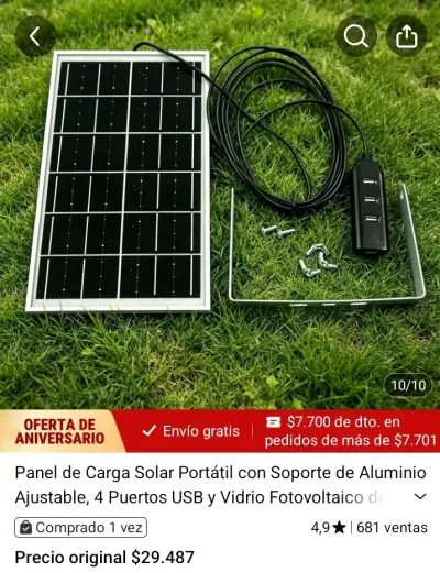 Panel Solar Portátil con 4 Puertos USB - miniatura 5