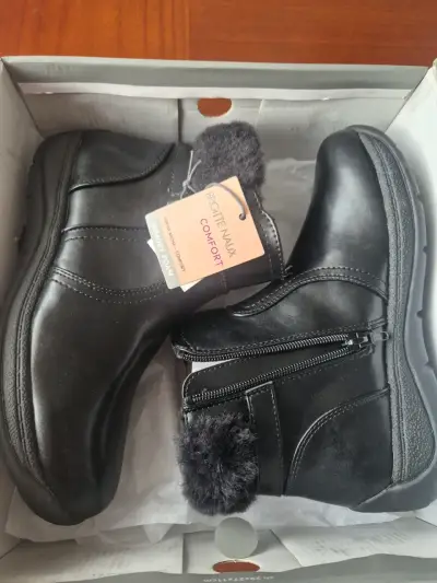 Botines de cuero negro Brigitte Naux con forro de piel - miniatura 2