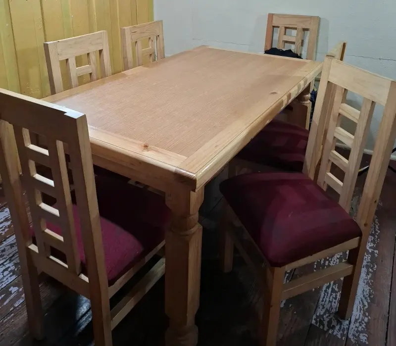 Juego de comedor de madera con 6 sillas - 2