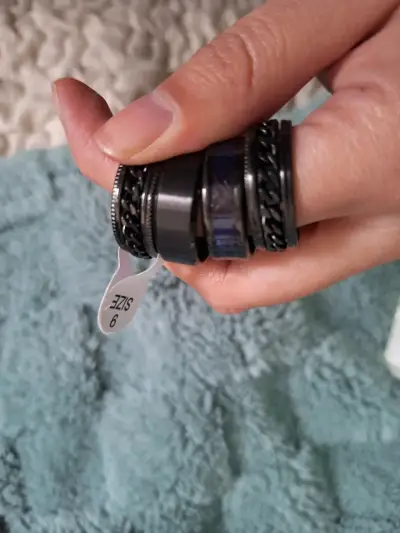 Set de Anillos Negros hombre Tallas 9 y 10 - miniatura 3