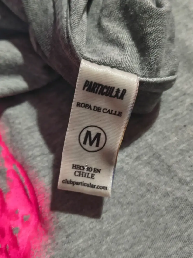 Polera gris con diseño rosa Particular talla M - 2