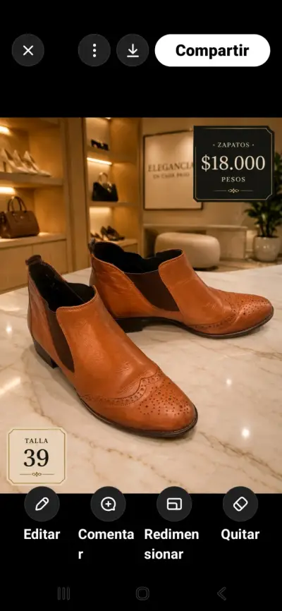 Botines de cuero marrón talla 39 - miniatura 1