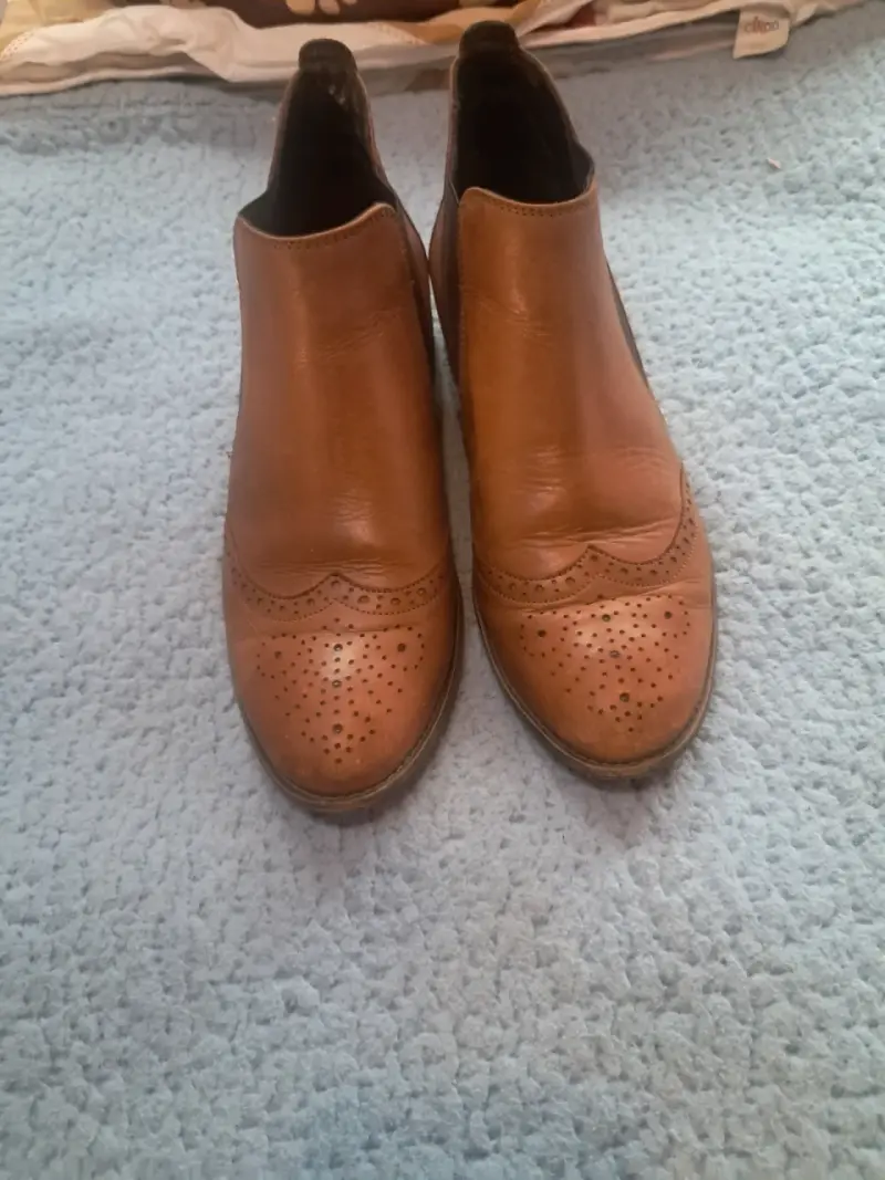 Botines de cuero marrón talla 39 - 3