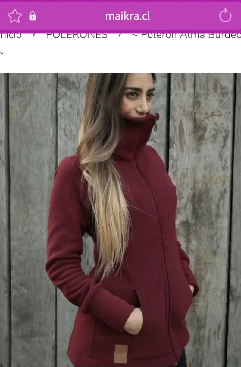 Polerón burdeo con cuello alto para mujer - 1
