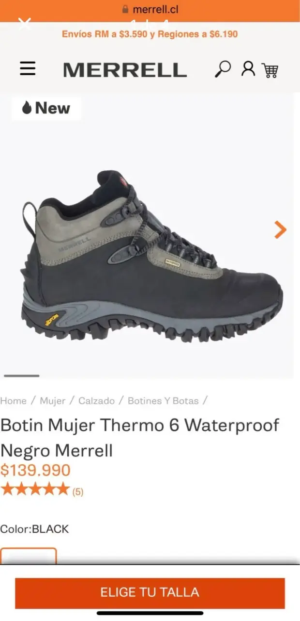Botines Mujer Merrell Thermo 6 Waterproof Negro - 1