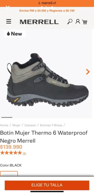 Botines Mujer Merrell Thermo 6 Waterproof Negro - miniatura 1