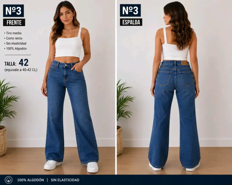 Jeans Mujer Tiro Medio Corte Recto - 2