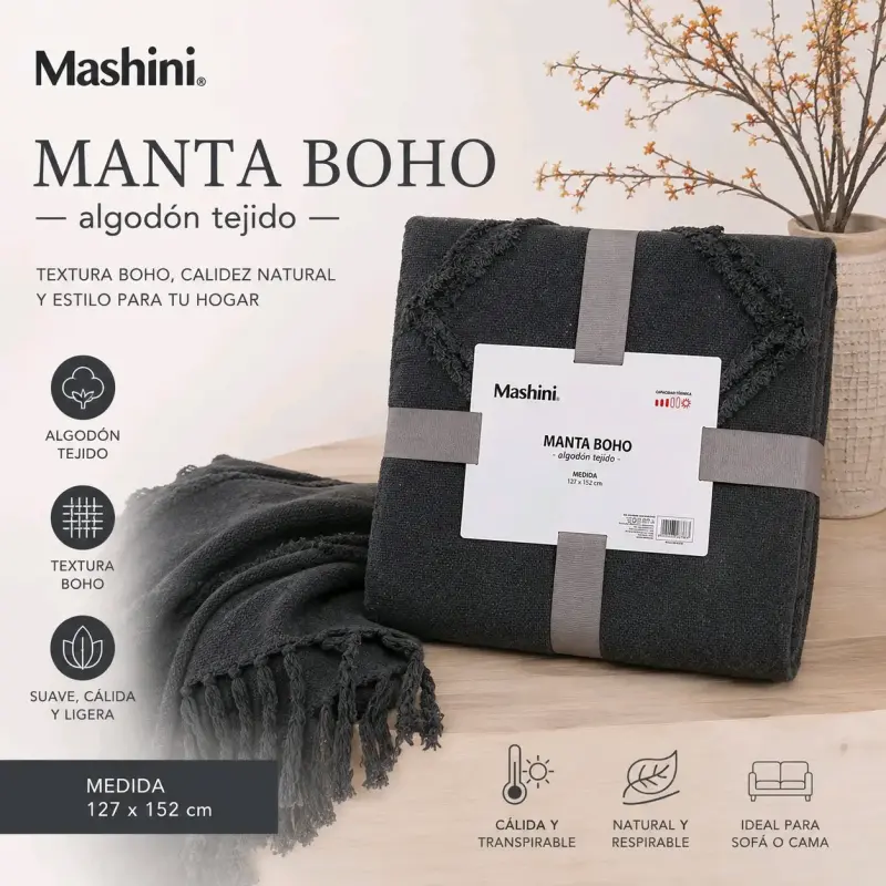Manta Mashini Aloe de algodón tejido - 1