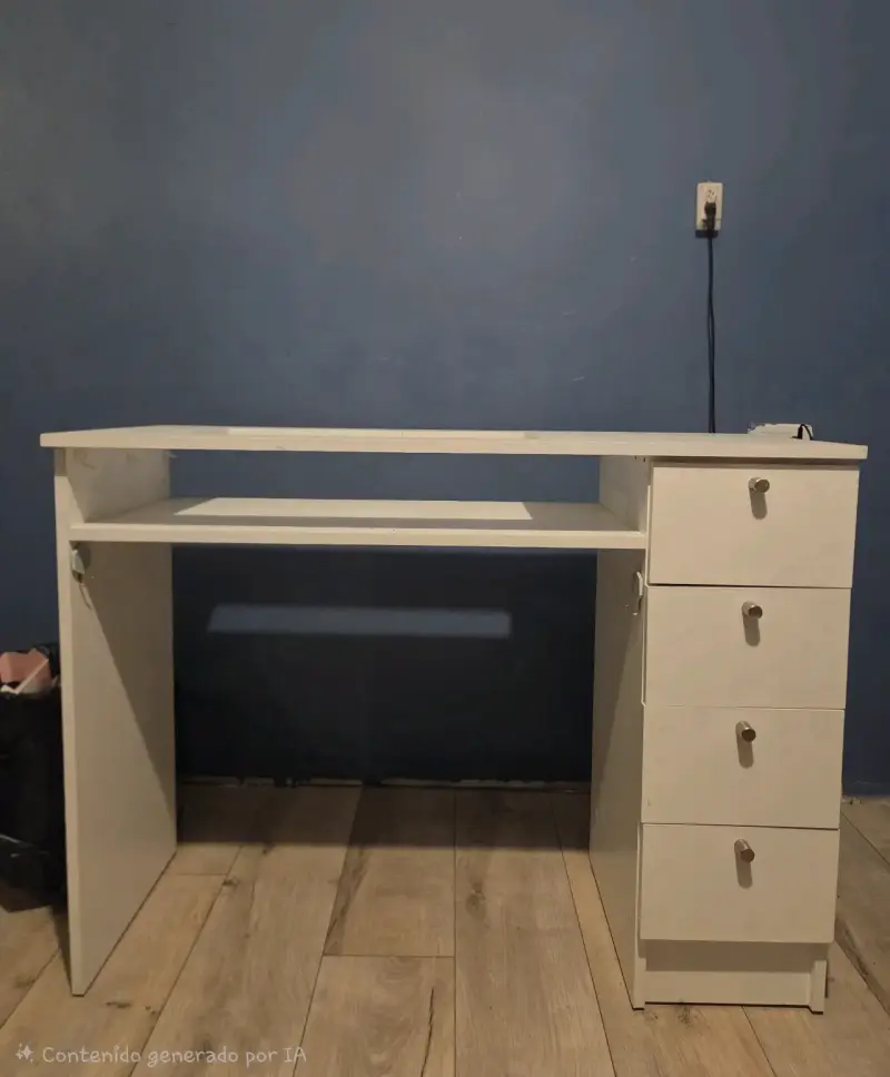 Escritorio blanco con cajonera para oficina - 1