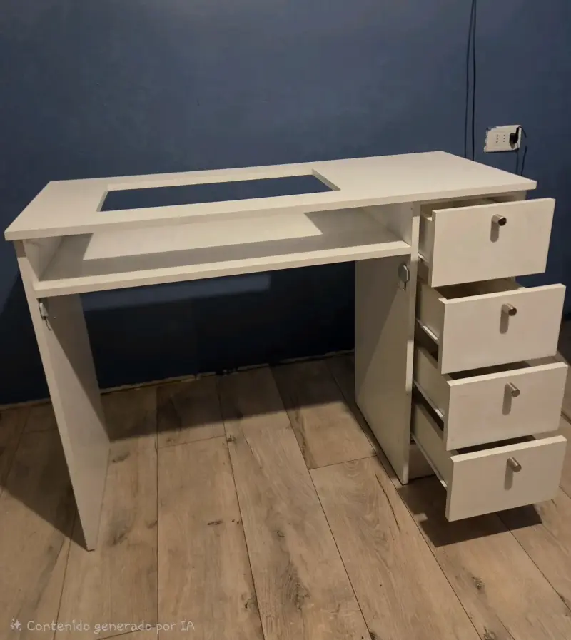 Escritorio blanco con cajonera para oficina - 2