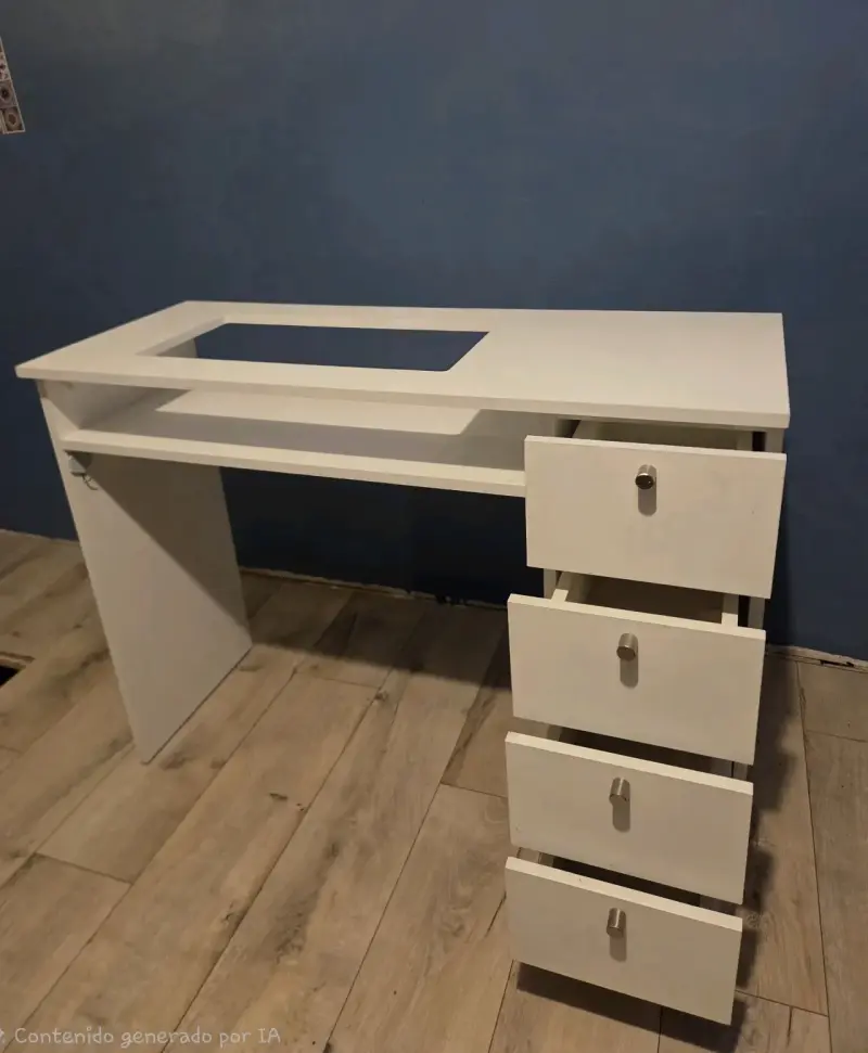 Escritorio blanco con cajonera para oficina - 3