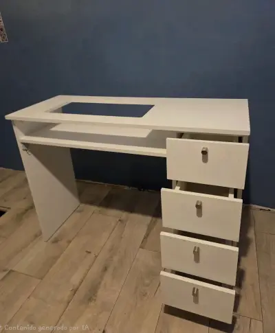 Escritorio blanco con cajonera para oficina - miniatura 3