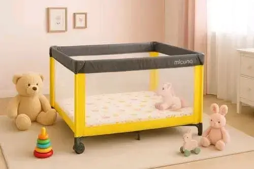 Cuna Corral Plegable Micuna Amarilla para Bebé - 1