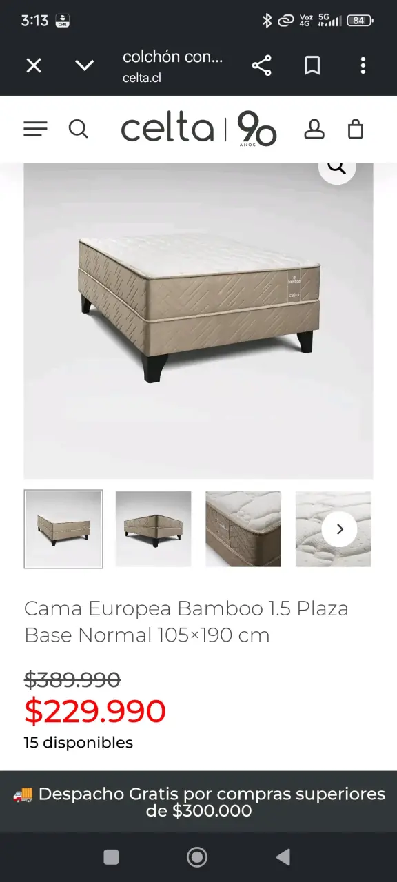 Cama Europea Bamboo 1.5 Plaza Celta - 3