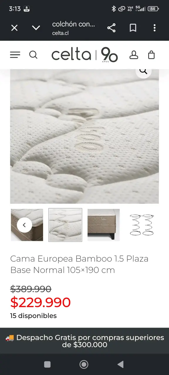 Cama Europea Bamboo 1.5 Plaza Celta - 4