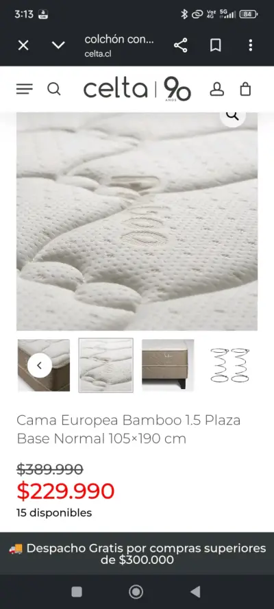 Cama Europea Bamboo 1.5 Plaza Celta - miniatura 4