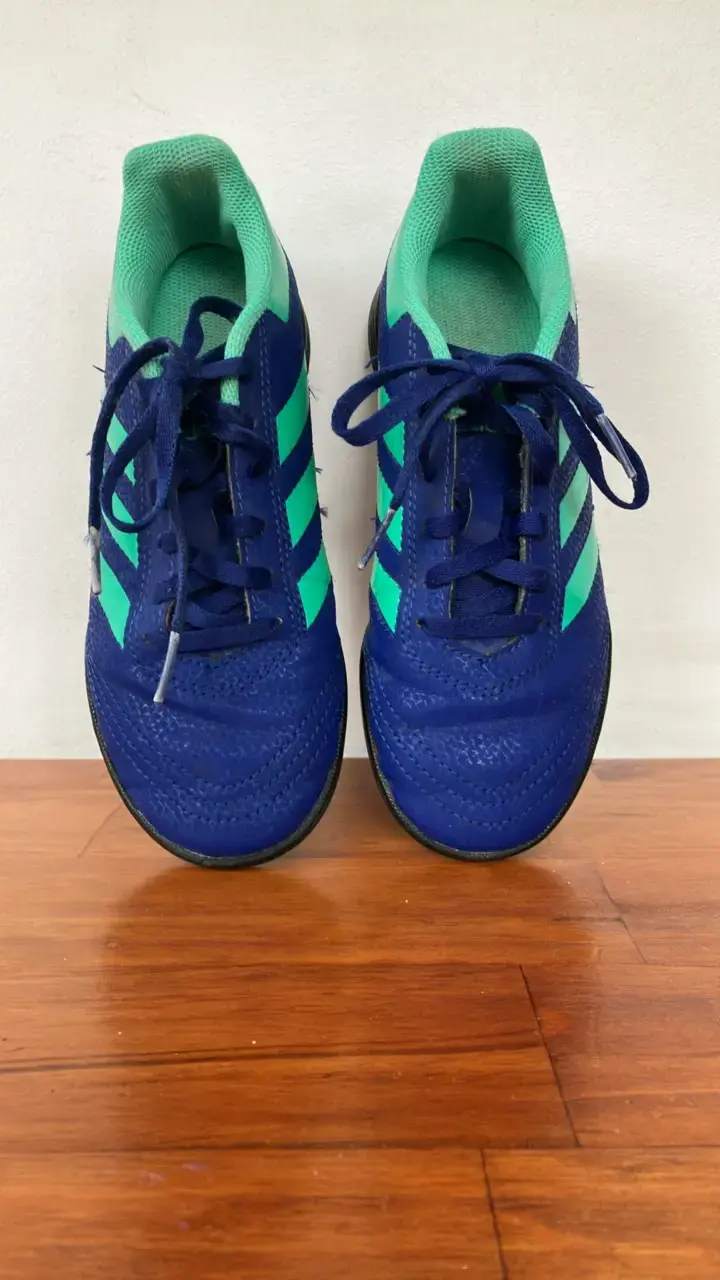 Zapatillas fútbol niño, Adidas azul y verde - 1