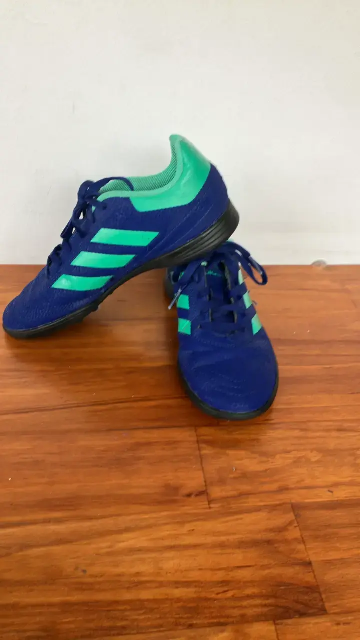 Zapatillas fútbol niño, Adidas azul y verde - 2