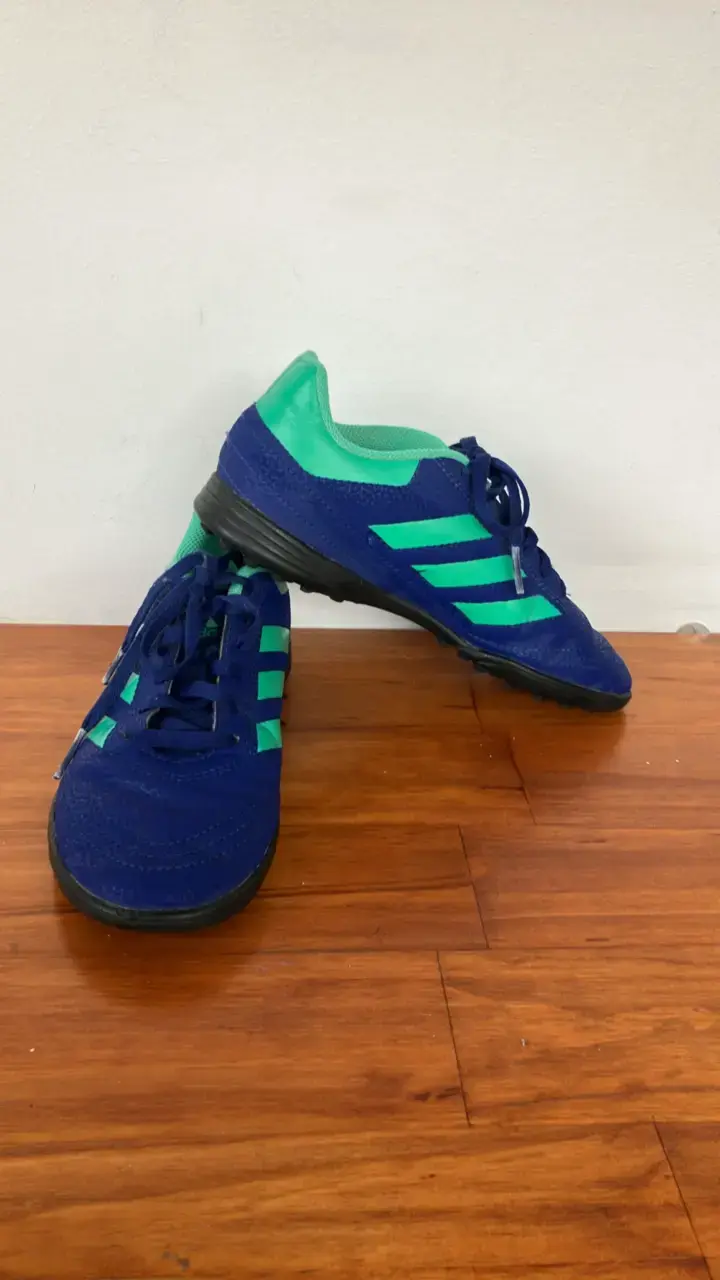 Zapatillas fútbol niño, Adidas azul y verde - 3