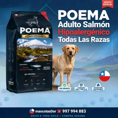 Alimento Poema adulto salmón Hipoalergénico 12kg - miniatura 1