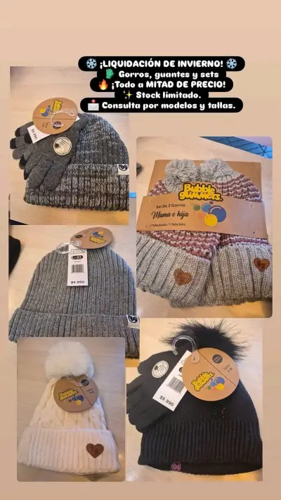 Set de gorro y guantes Bubble Gummers gris para invierno - miniatura 1