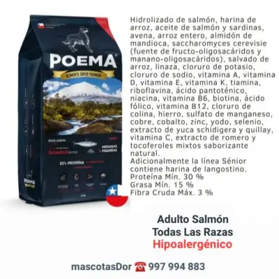 Alimento perro Adulto Salmón Hipoalergénico 3kg - miniatura 2