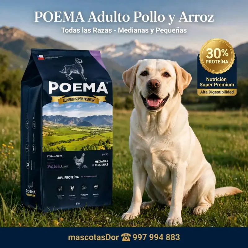 Alimento Perros Adultos Poema Pollo y Arroz 12kg - 1
