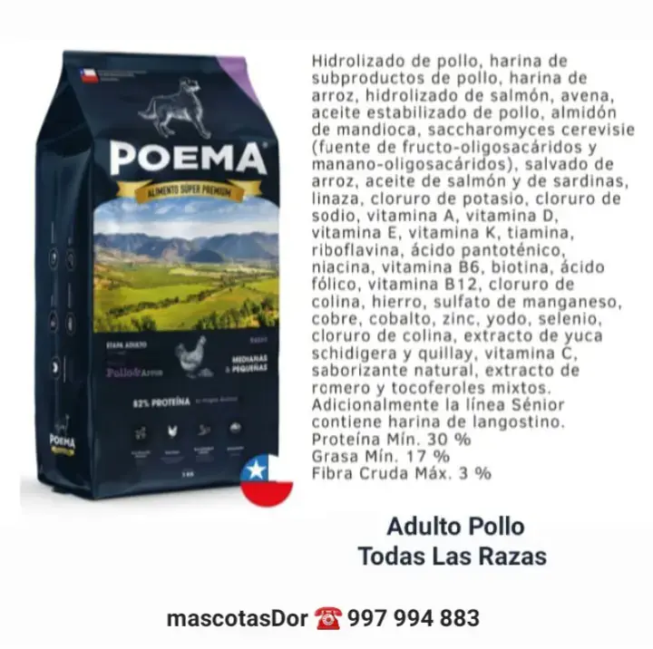 Alimento Perros Adultos Poema Pollo y Arroz 12kg - 2