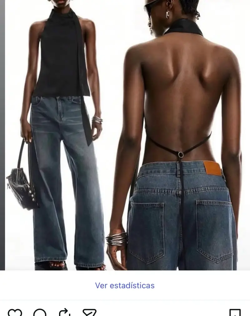 Top negro sin espalda para mujer