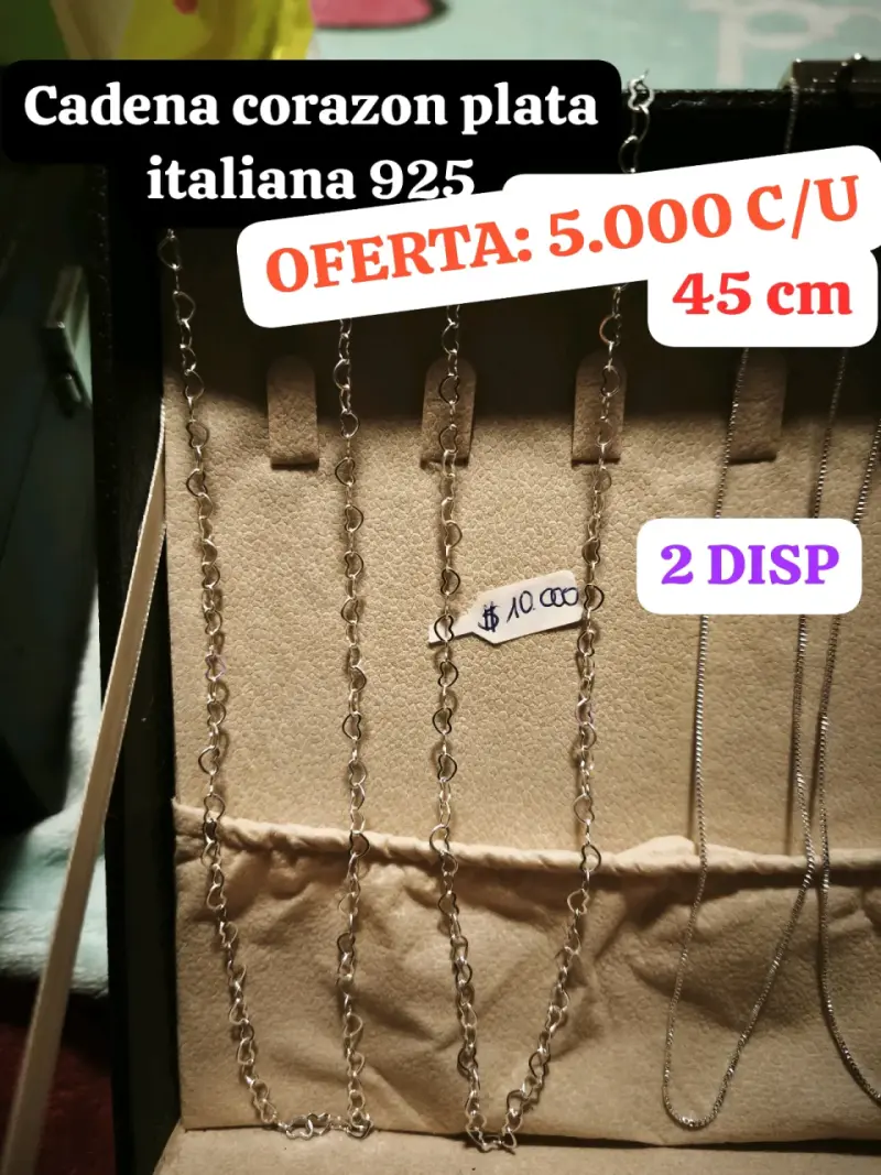 Cadena de plata italiana 925 con diseño de corazón