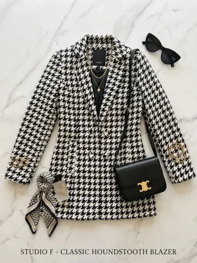 Blazer pata de gallo Studio F elegante - miniatura 3