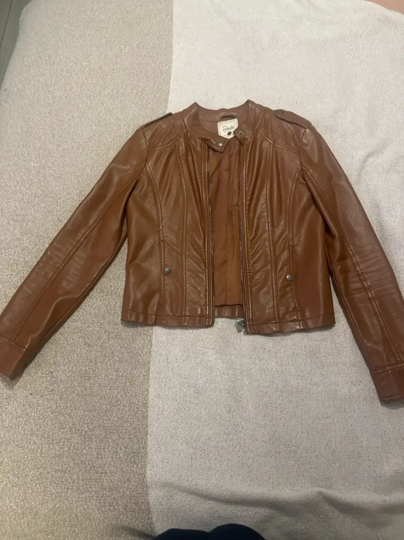 Chaqueta de cuero marrón Sybilla para mujer