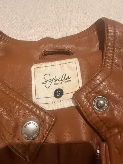 Chaqueta de cuero marrón Sybilla para mujer - miniatura 2