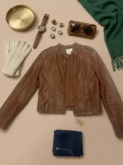 Chaqueta de cuero marrón Sybilla para mujer - miniatura 3