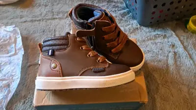 Botines de cuero marrón para niños con cierre late - miniatura 1