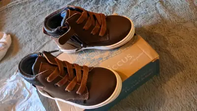 Botines de cuero marrón para niños con cierre late - miniatura 2