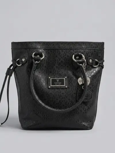 Bolso de mano Guess negro con logo - miniatura 3