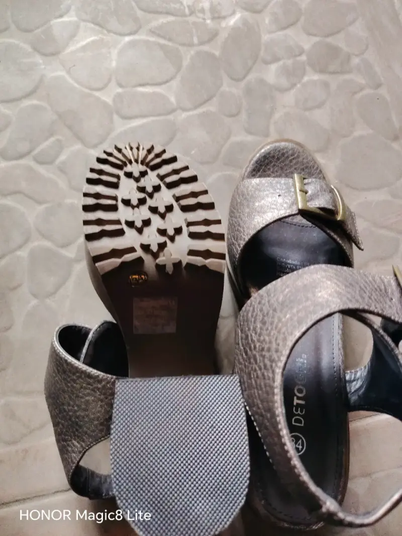 Sandalias de cuero marrón con hebilla n° 35-36 - 3